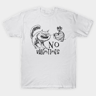 Funny Cat Illustration with Text: No Valentines T-Shirt